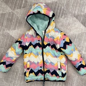 Cat & Jack Reversible Hooded Puffer Jacket, soft interior for toddler 4T